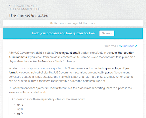 Achievable Series 7 Exam Prep Dashboard